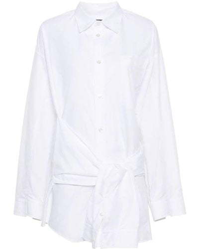Balenciaga Knotted-sleeve Cotton Shirt - White