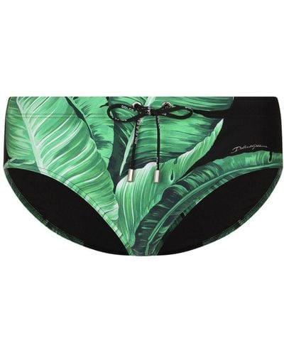 Dolce & Gabbana Banana Leaf-print Swim Trunks - Green