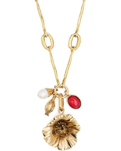 Goossens Talisman Poppy Flower Necklace - Metallic