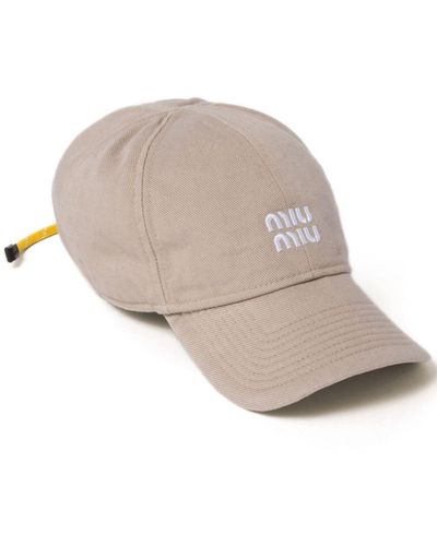 Miu Miu Logo-embroidered Denim Baseball Cap - Natural