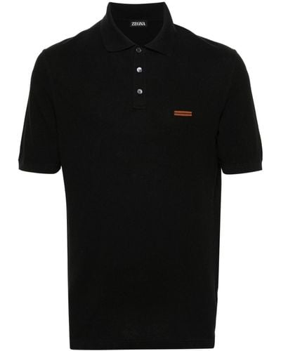 Zegna Cotton Piqué Polo Shirt - Black