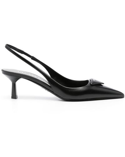 Prada Zapatos con tacón de 70 mm y logo triangular - Negro