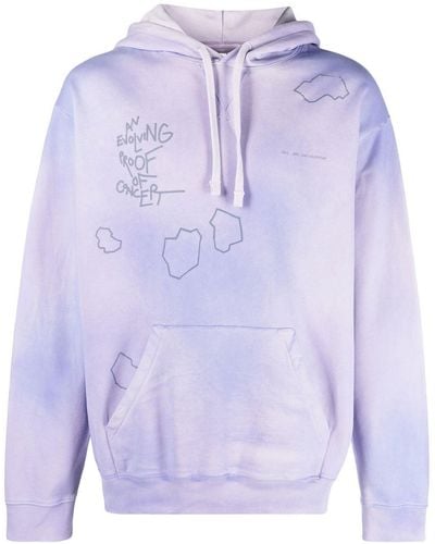 Objects IV Life Graphic-print Faded Hoodie - Blue