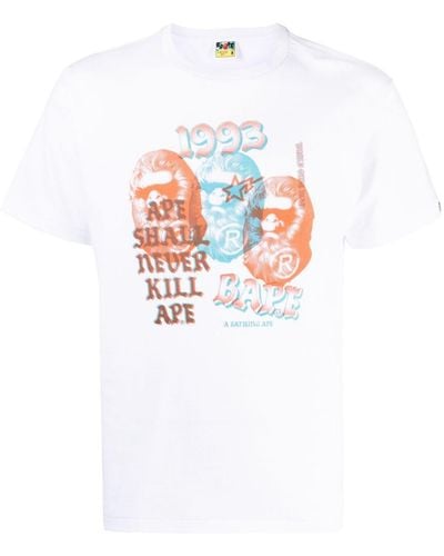 A Bathing Ape Pigment Three Ape Head T-Shirt - Weiß