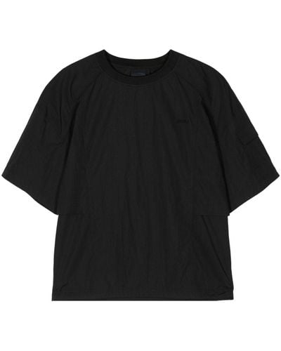 Juun.J Logo-embroidered panelled T-shirt - Noir