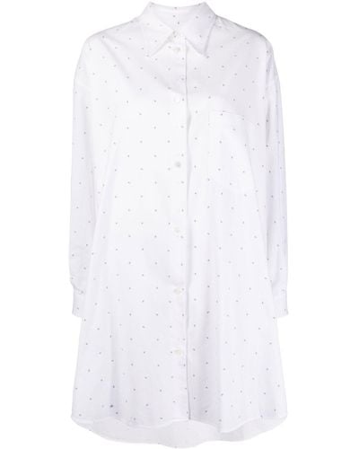 MM6 by Maison Martin Margiela Polka-dot Cotton Shirt Dress - White