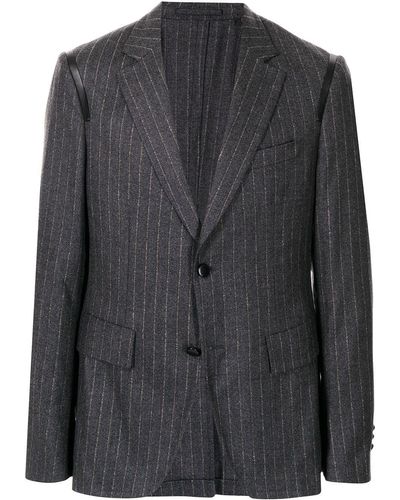 Ferragamo Leather-trim Suit Jacket - Gray