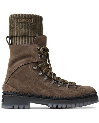 Jimmy Choo Devin Suede Cargo Boots - Brown