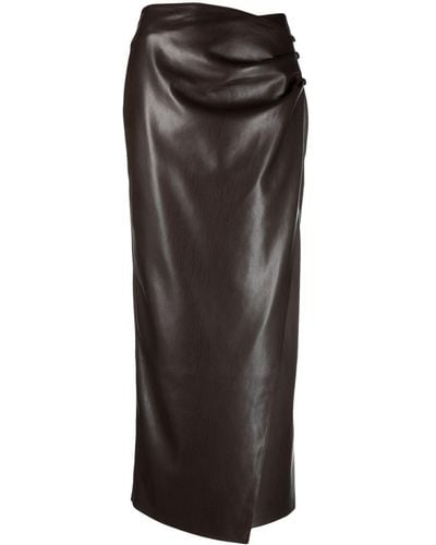 Nanushka Draped Faux-leather Maxi Skirt - Black