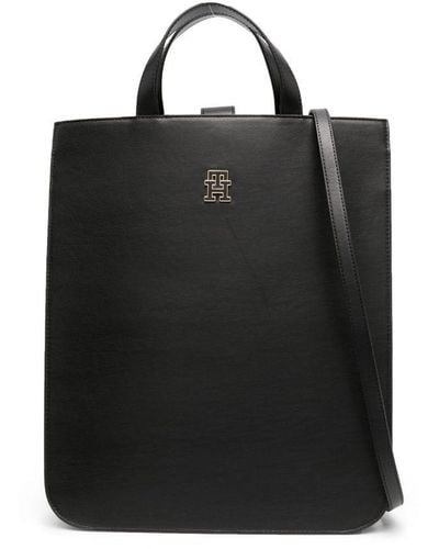 Tommy Hilfiger Handtasche mit Logo-Schild - Schwarz