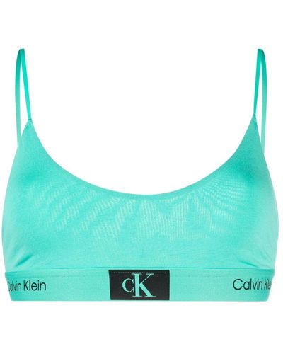 Calvin Klein Unlined Stretch-cotton Bralette - Blue