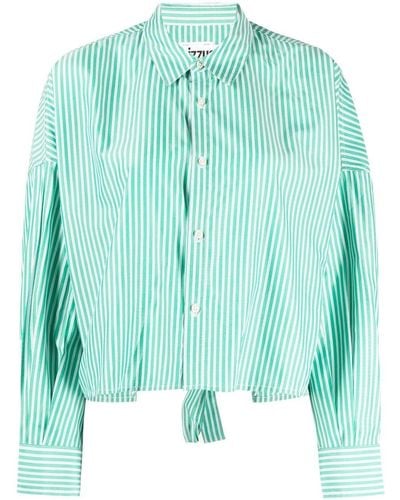 Izzue Open-back Vertical-stripe Shirt - Green