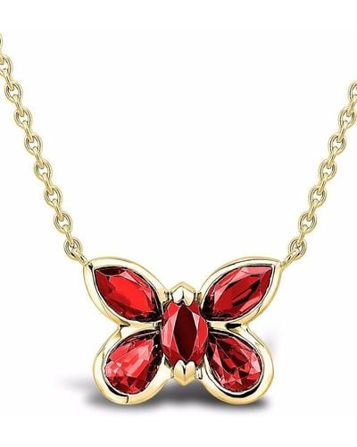 Pragnell 18kt Yellow Gold Ruby Butterfly Pendant Necklace - Metallic