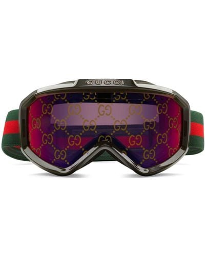 Gucci Gafas de esquí con logo estampado - Rojo