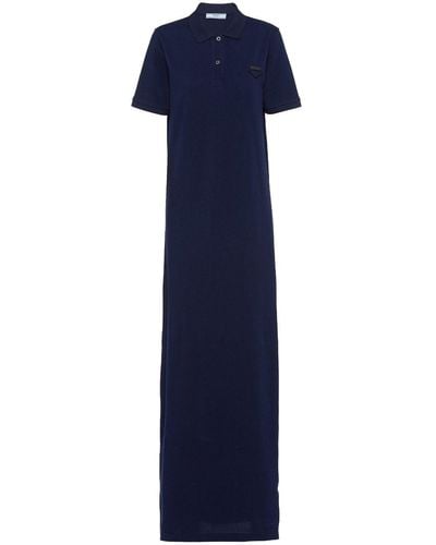 Prada Piqué Maxi Dress - Blue
