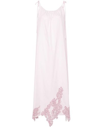 Acne Studios Floral-lace Detail Poplin Midi Dress - Pink