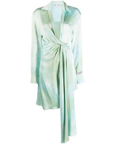 Off-White c/o Virgil Abloh Vestido asimétrico con estampado tie-dye - Verde