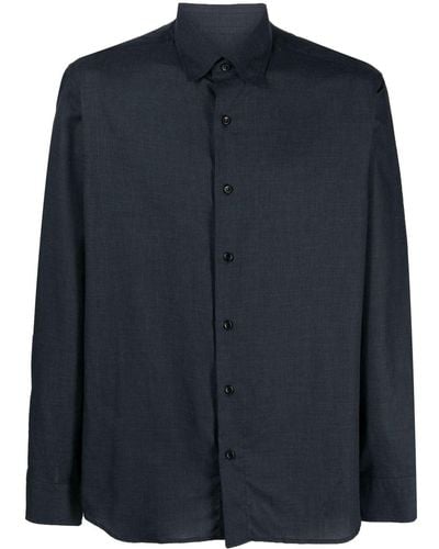 Brioni Check-pattern Cotton Shirt - Blue