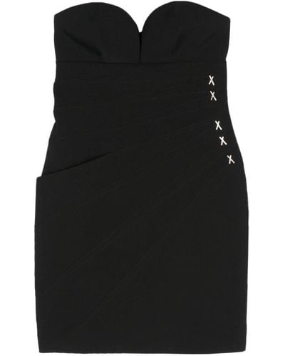 Genny Rhinestone-embellished Pleat-detail Minidress - Black