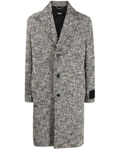 Versace Manteau en tweed à simple boutonnage - Gris