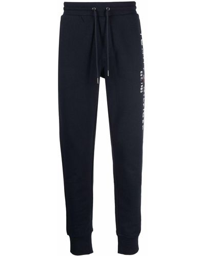 Tommy Hilfiger Logo-embroidered Drawstring Cotton Track Trousers - Blue