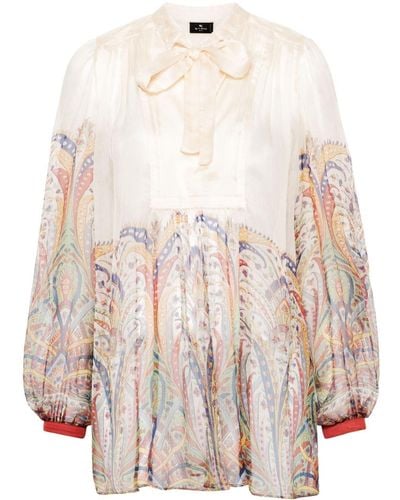 Etro Graphic-print silk blouse - Natur