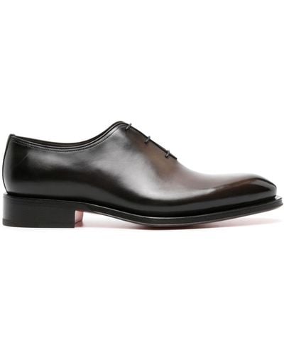 Santoni Faded-effect Leather Oxford Shoes - Brown
