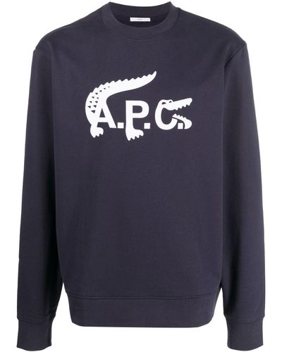 Lacoste X A.p.c. Logo-print Sweatshirt - Blue
