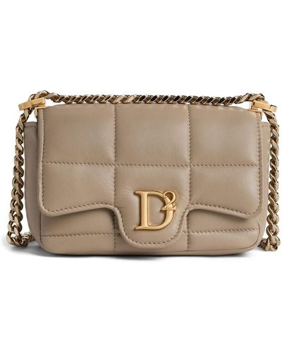 DSquared² Logo-plaque quilted leather bag - Marron