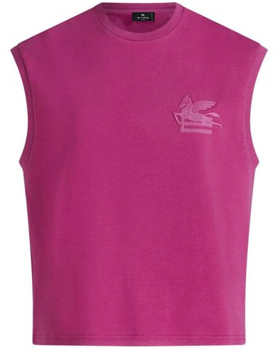 Etro T-shirt Met Geborduurd Logo - Roze