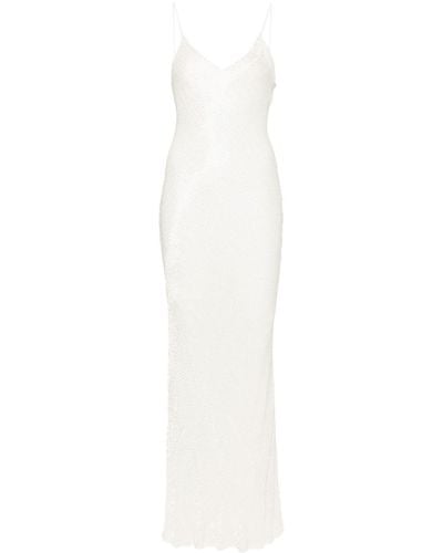 Elisabetta Franchi Bead-embellished Maxi Dress - White
