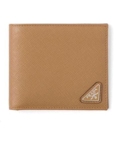Prada Saffiano Leather Bi-fold Wallet - Natural