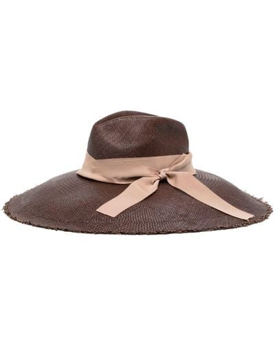 Sensi Studio Frayed-brim Straw Panama Hat - Brown