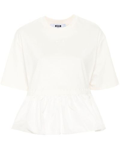 MSGM Peplum-hem Colourblock T-shirt - White