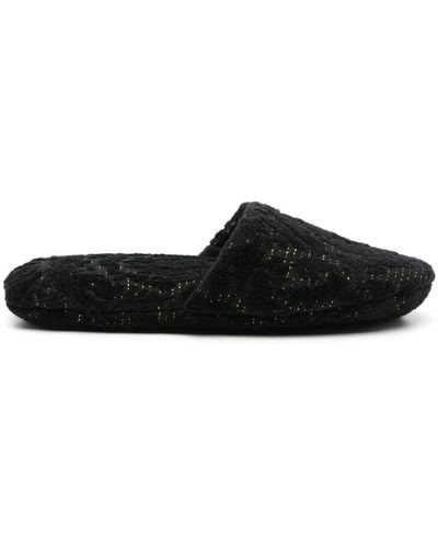 Versace Barocco Cotton Blend Slippers - Black
