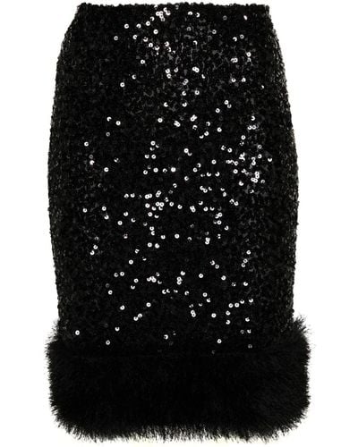 Moschino Jeans Sequin-embellished Faux Fur-detail Miniskirt - Black