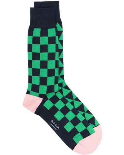 Paul Smith Socken mit Schachbrettmuster - Grün