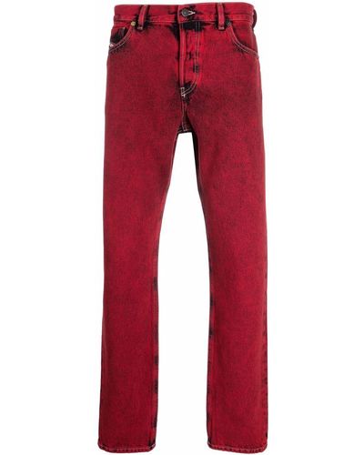 DIESEL Acid-wash Denim Jeans - Red