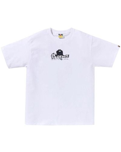 A Bathing Ape Logo-print cotton T-shirt - Weiß