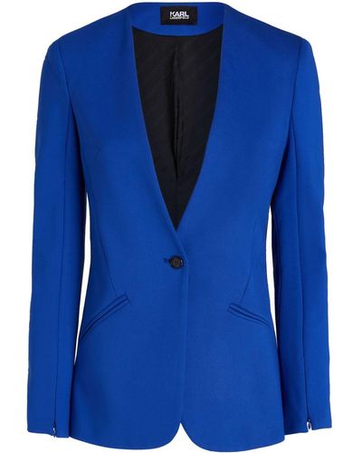 Karl Lagerfeld ノーカラー シングルジャケット - ブルー