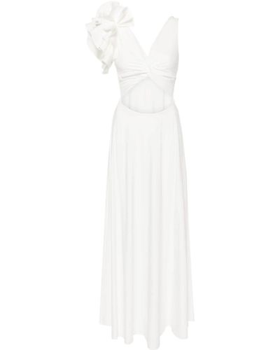 Maygel Coronel Abito Blanca lungo con dettaglio cut-out - Bianco