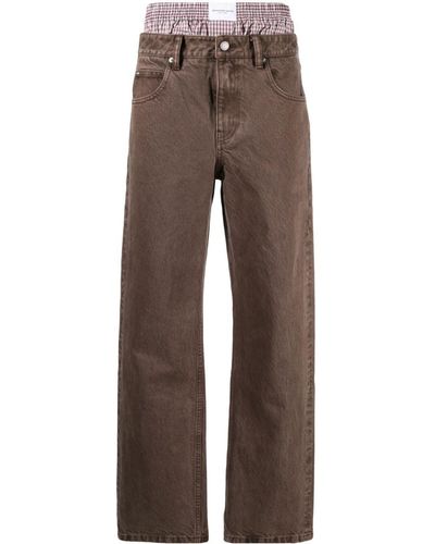 Alexander Wang High-rise Layered-boxer Jeans - Brown