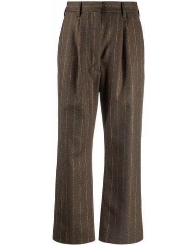 MM6 by Maison Martin Margiela High-waisted Striped Trousers - Green