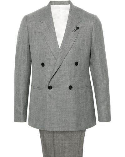 Lardini Double-breasted Wool-blend Suit - グレー