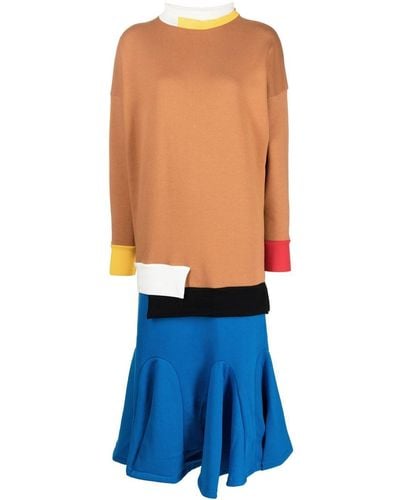 Enfold Colour-block Jersey-knit Dress - Blue