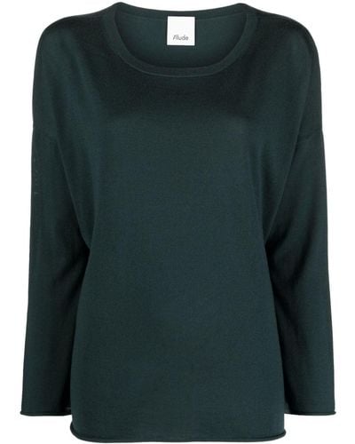 Allude Drop-shoulder Virgin Wool Sweater - Green