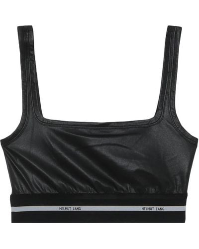 Helmut Lang Logo-band Faux Leather Cropped Top - Black