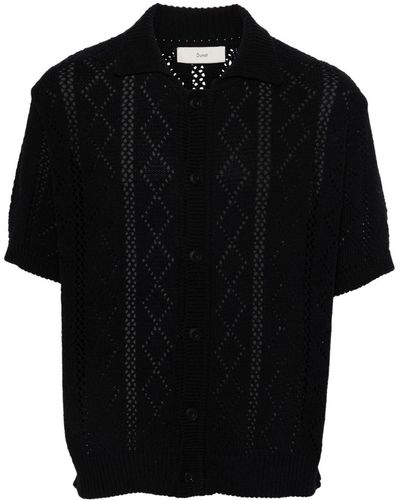 DUNST Knitted Short-sleeve Cardigan - Black