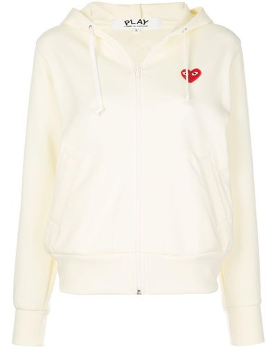 COMME DES GARÇONS PLAY Heart-patch Zip-up Hoodie - White