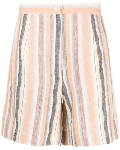 Stella Nova Venessa Stripe-pattern Linen Shorts - Pink